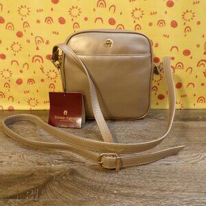 ETIENNE AIGNER NEW Women's Golden Leather Small Crossbody Purse 7"x7"x2.5"